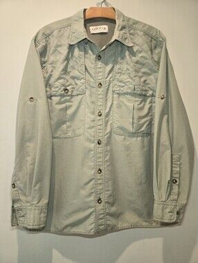 Orvis Featherweight Shooting Long Sleeve Outdoor Shirt Medium Green Gorpcore